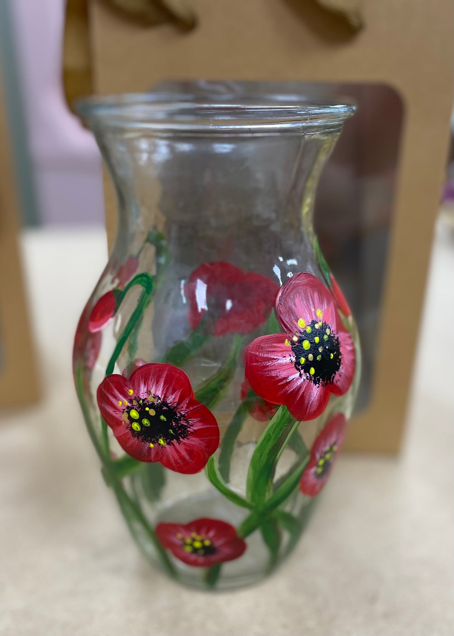 Poppy Hand Painted Glass Vase