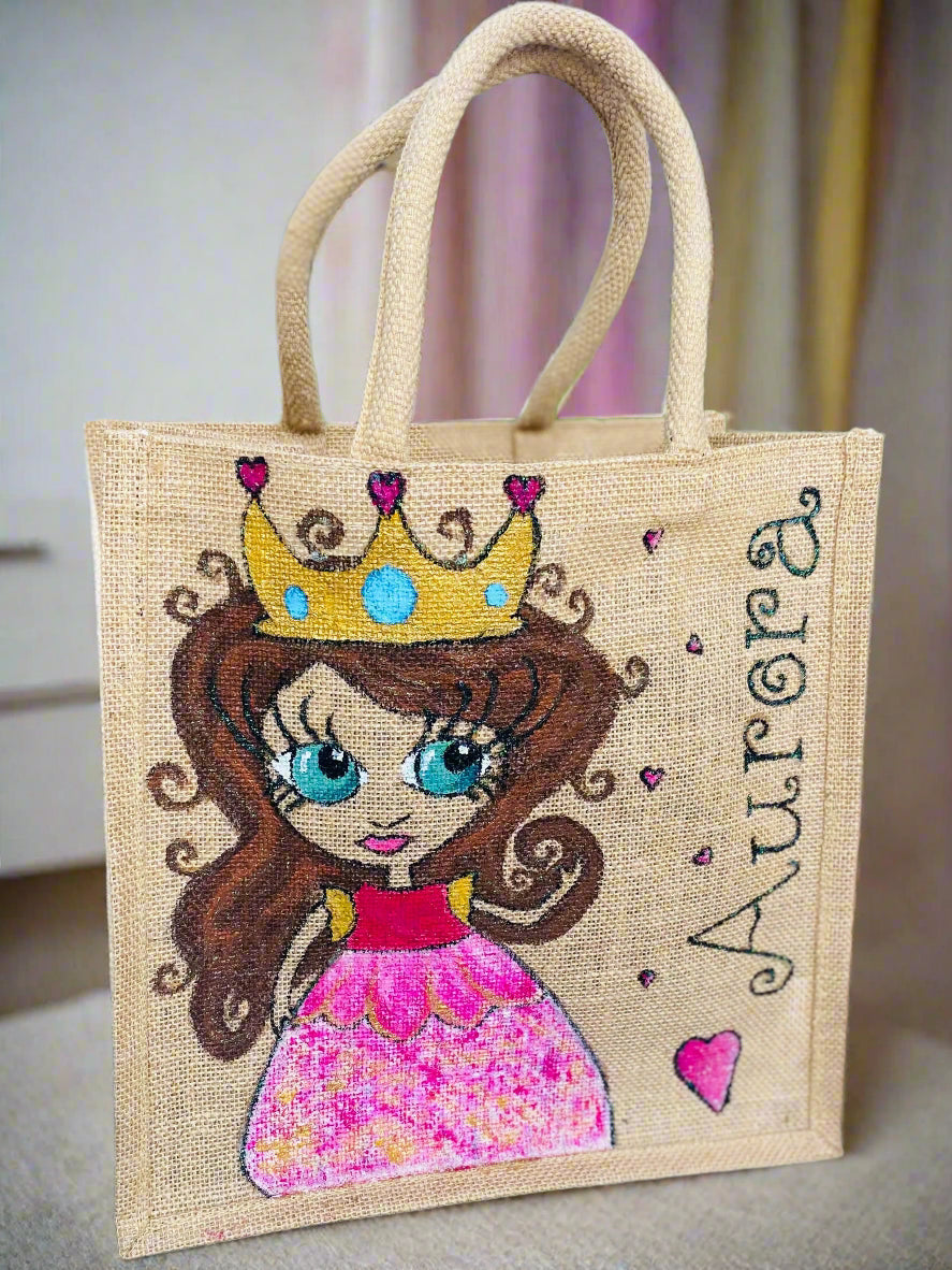 Personalised Hand-Painted Jute Bags | Custom Eco Tote with Caricature & Glitter