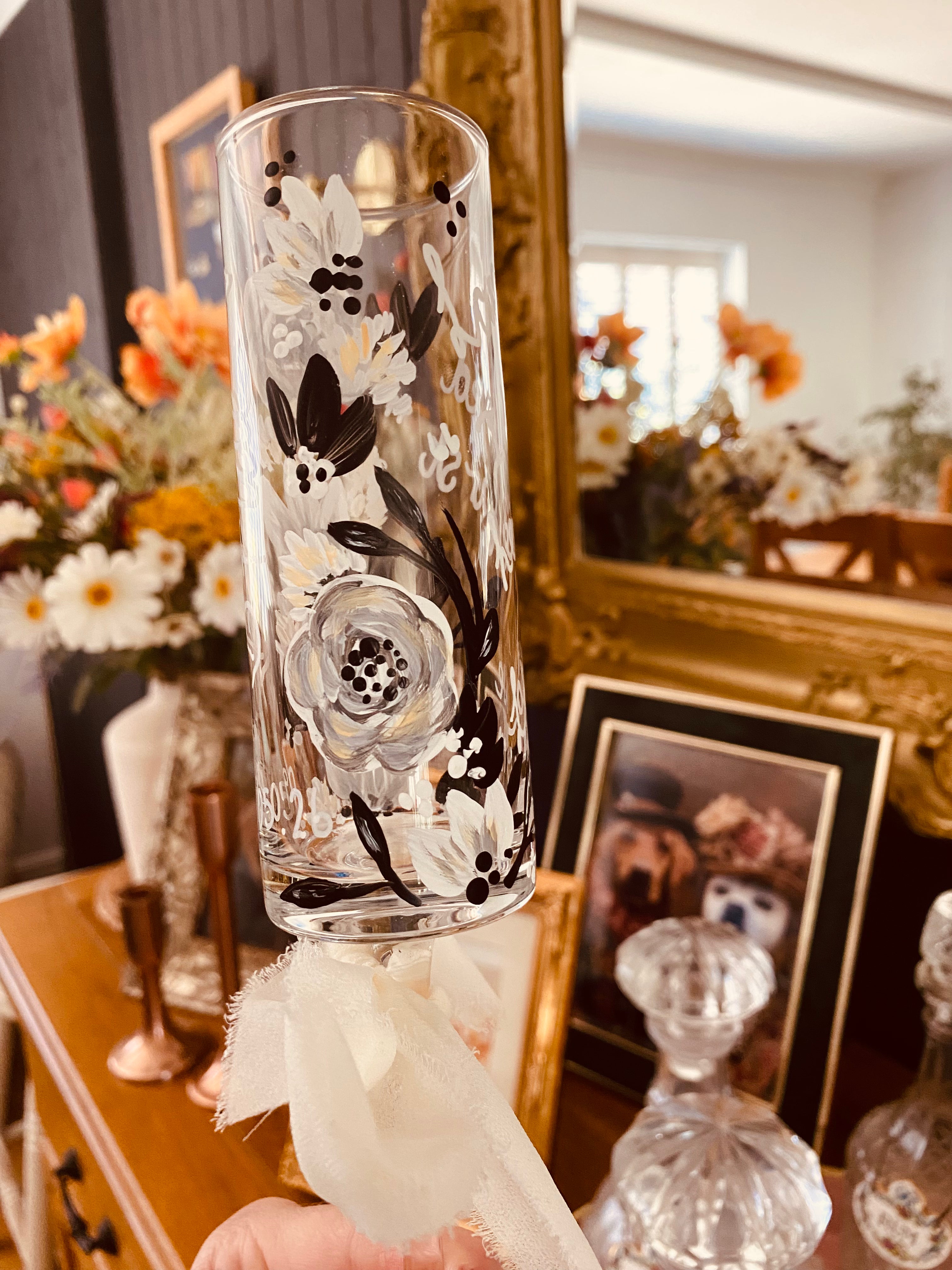 Hand‑Painted Champagne Glass – Botanical Artisan Glassware by Vintique Studio Yorkshire (Copy)