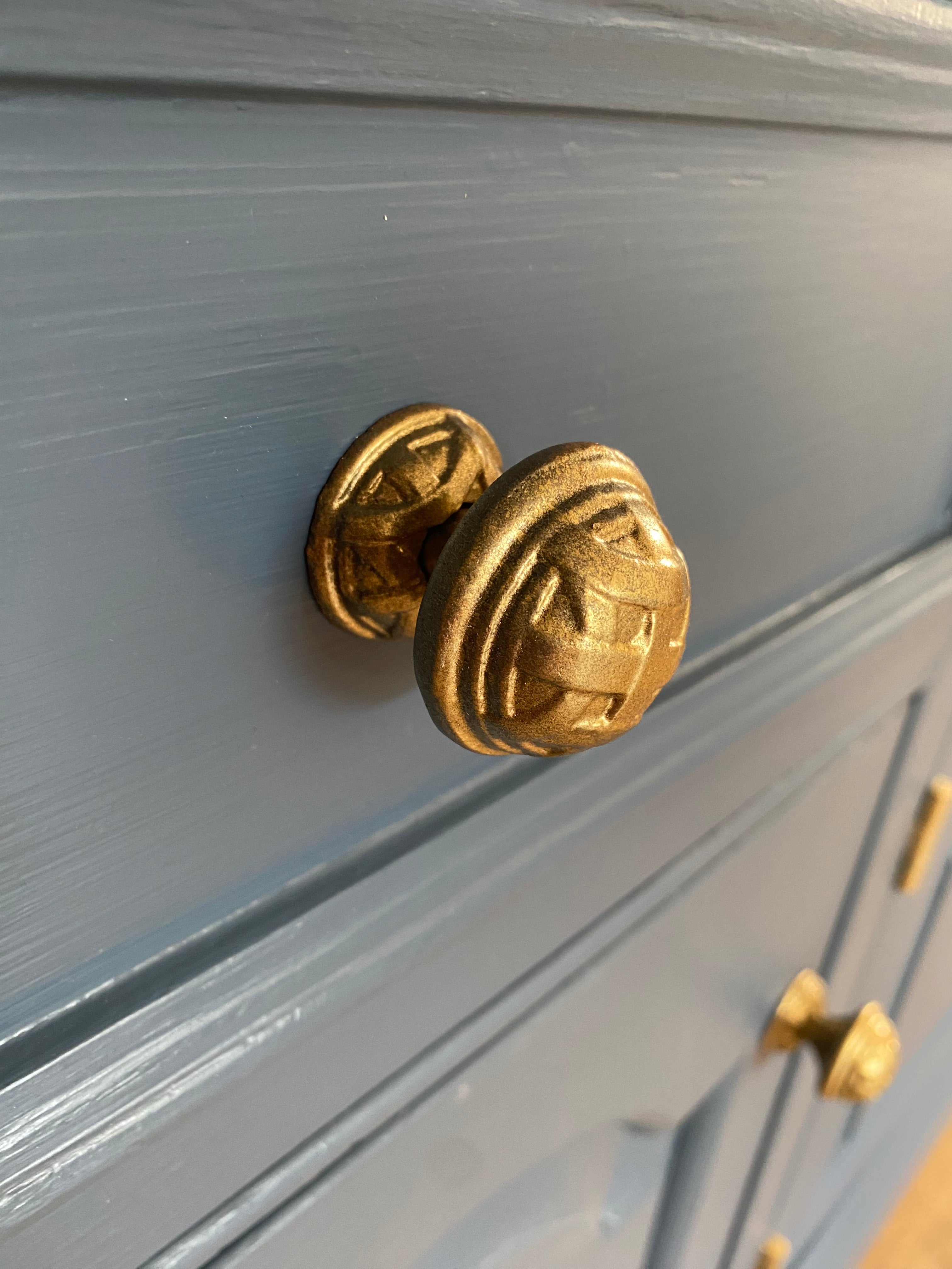 Hand-Painted Rustic Farmhouse Dresser – Vintage Pine in Hicks Blue
