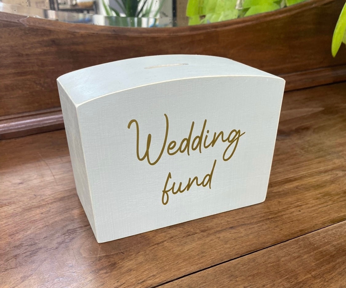 Sundries wooden money box. Personalised.