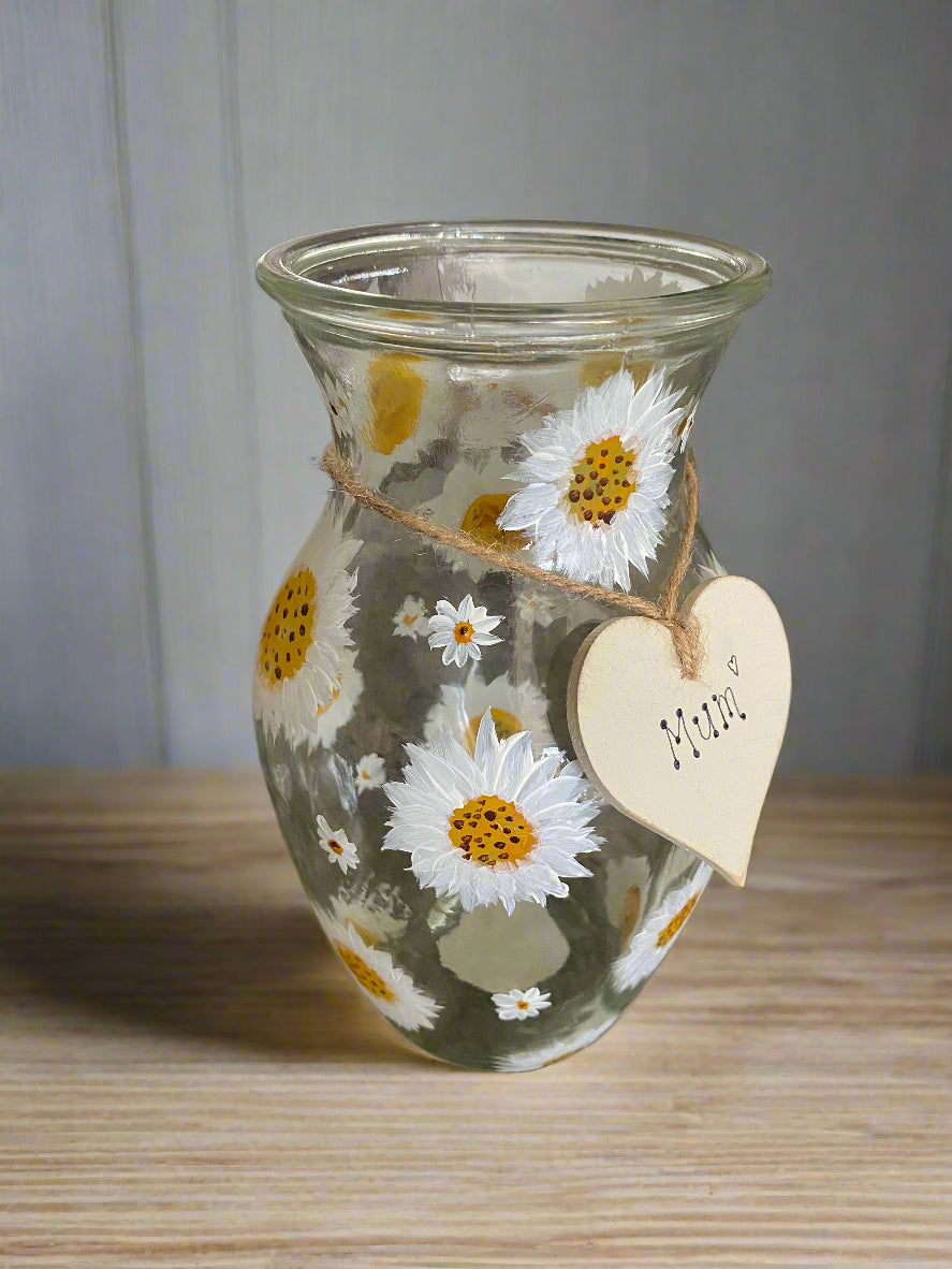 Personalised Hand-Painted Floral Vase Gift – Daisy Design
