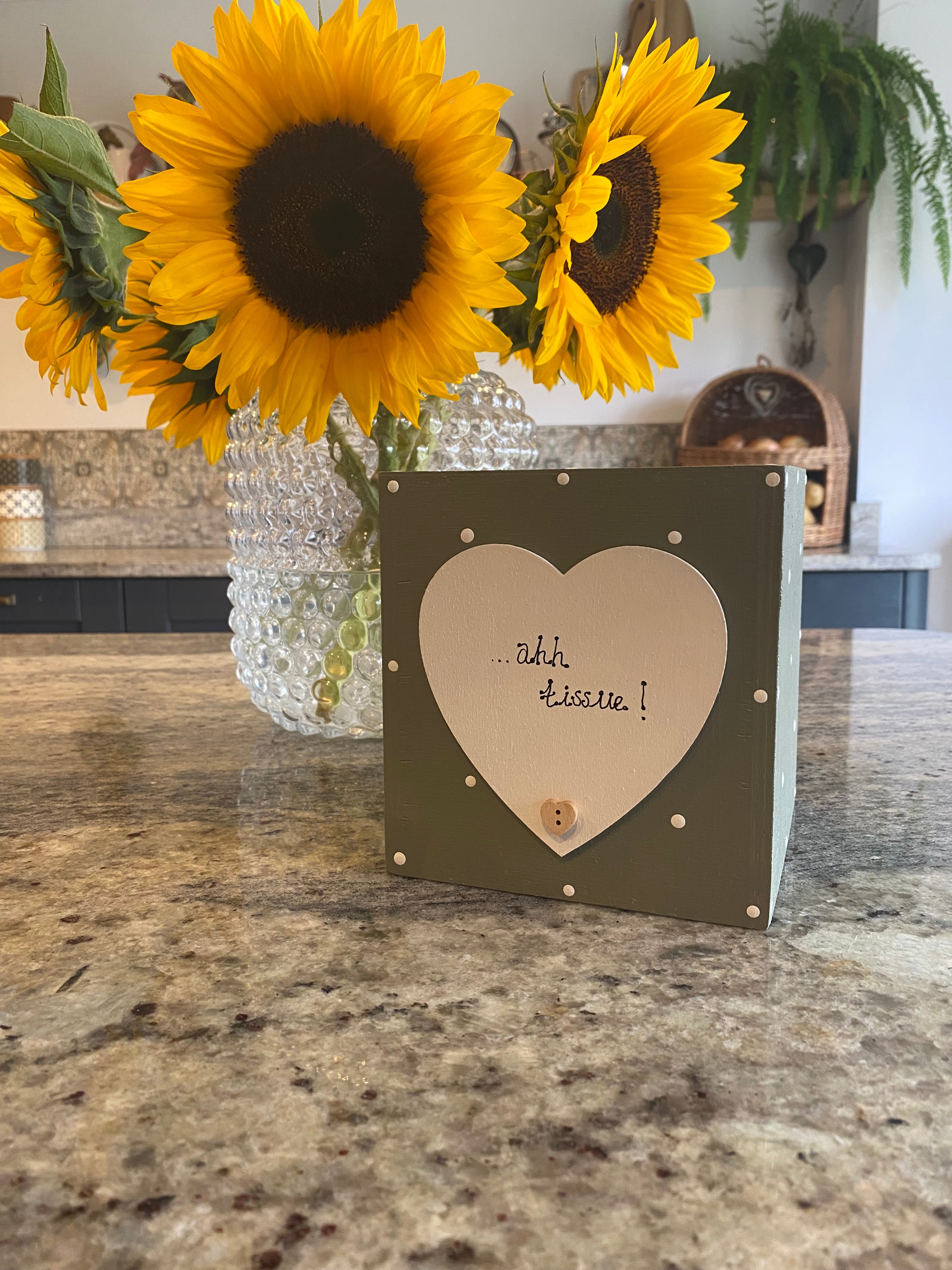 Personalised Hand-Painted Wooden Tissue Box – Custom Wooden Tissue Holder with Polka Dots – Handmade Home Décor Gift