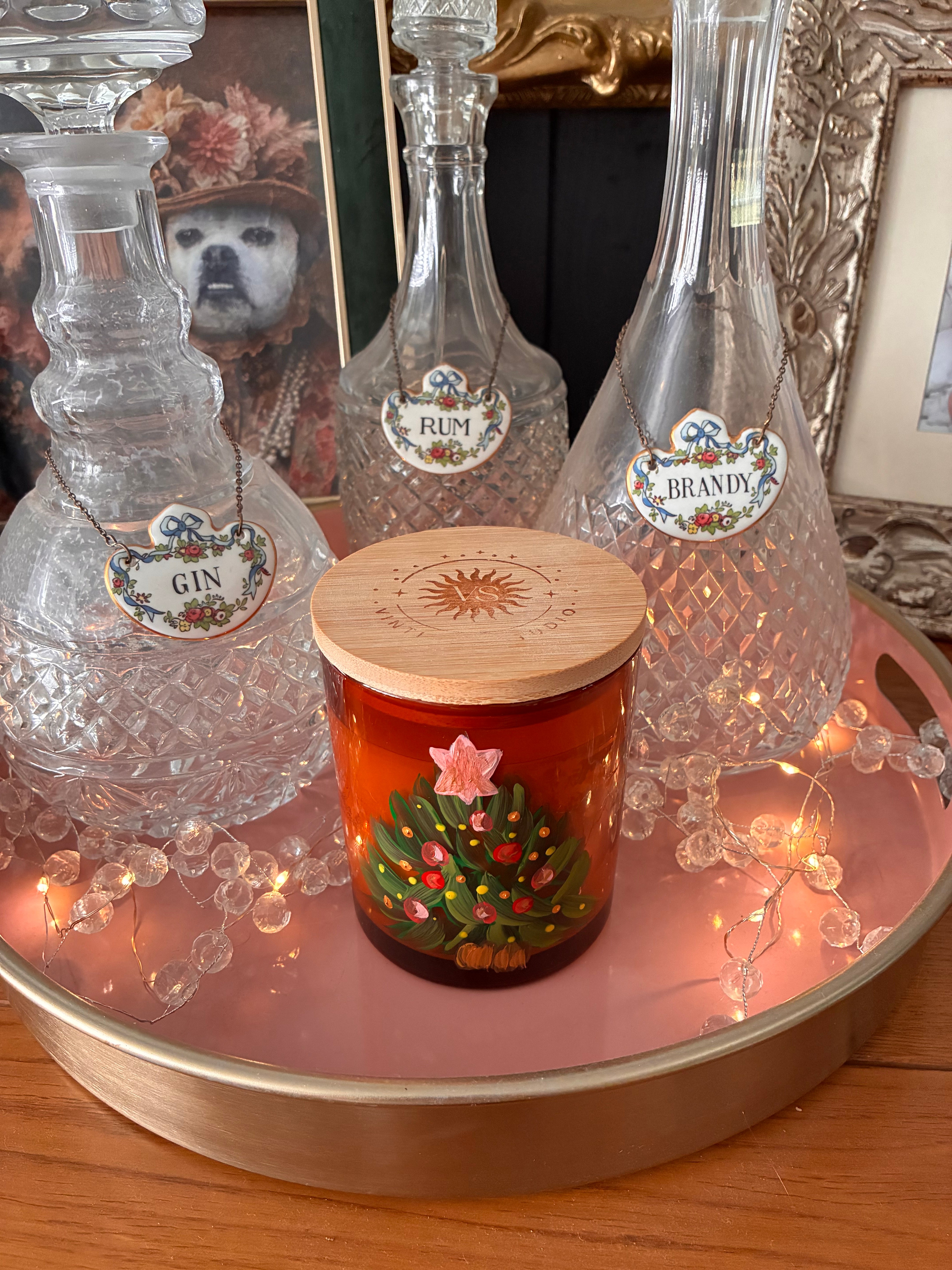 Oh Christmas Tree | Artisan Hand-Painted Crackle Wick Essential Oil Christmas Candle