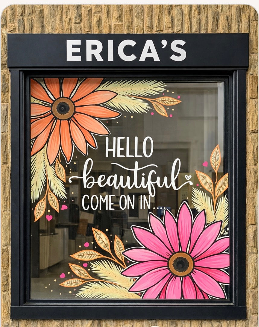 Custom Hand-Painted Window Art | Bespoke Window Designs for Homes & Shops & Business
