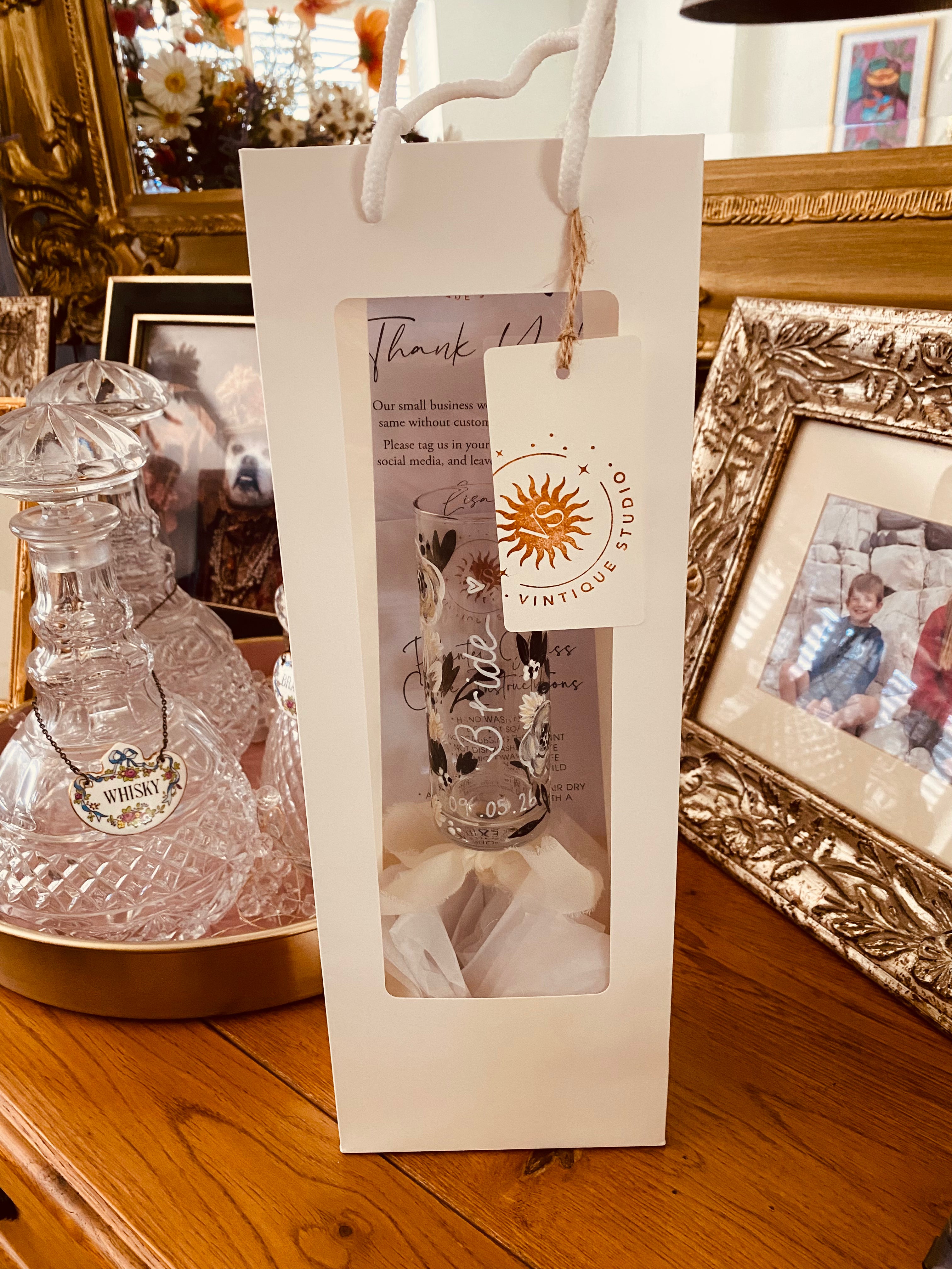 Hand‑Painted Champagne Glass – Botanical Artisan Glassware by Vintique Studio Yorkshire (Copy)