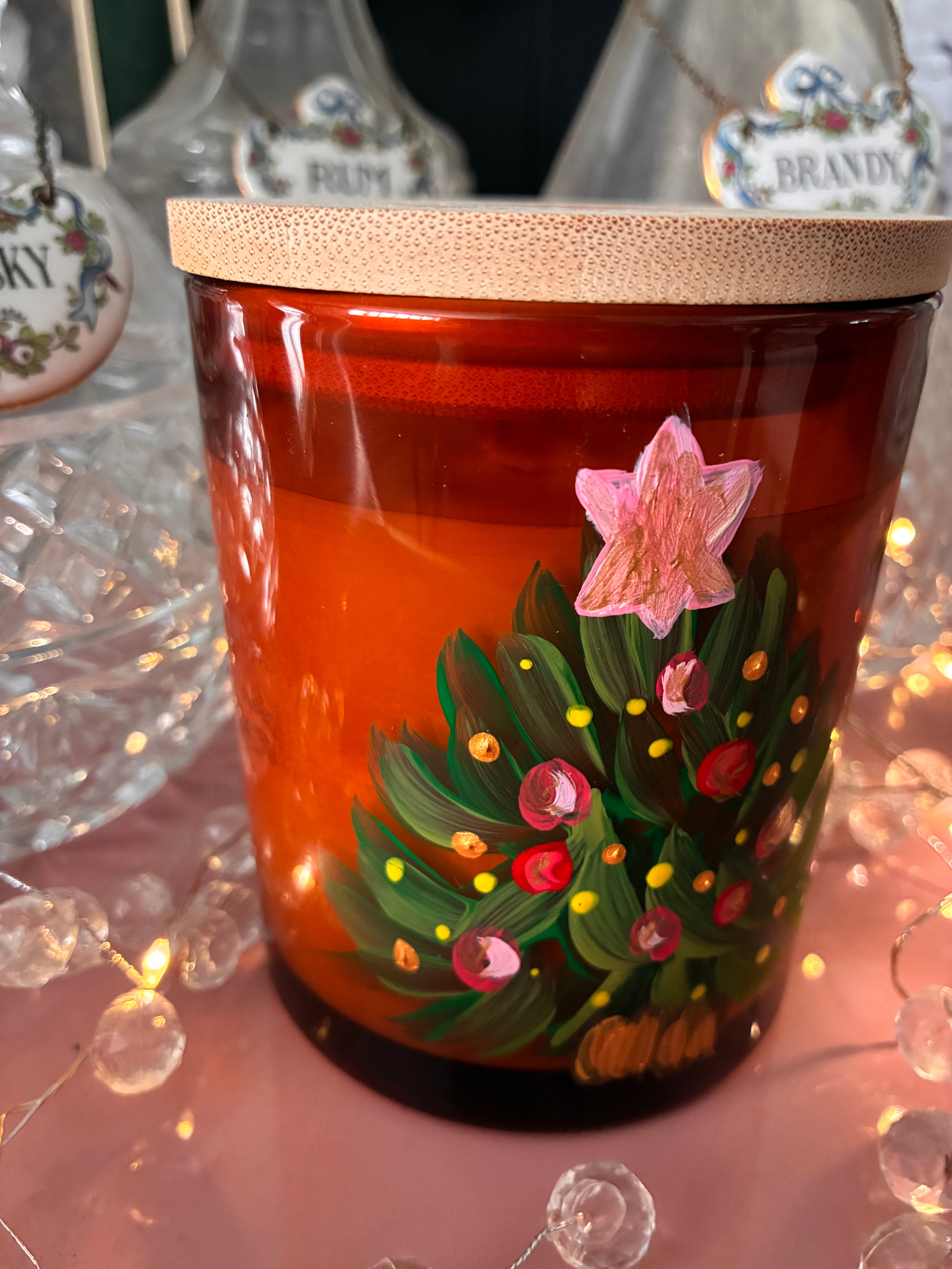 Oh Christmas Tree | Artisan Hand-Painted Crackle Wick Essential Oil Christmas Candle