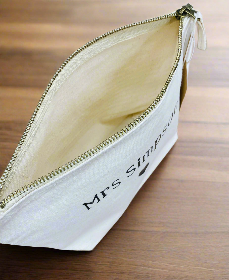Personalised Accessory Pouch – Custom Zip Bag for Stationery, Essentials & Gifts