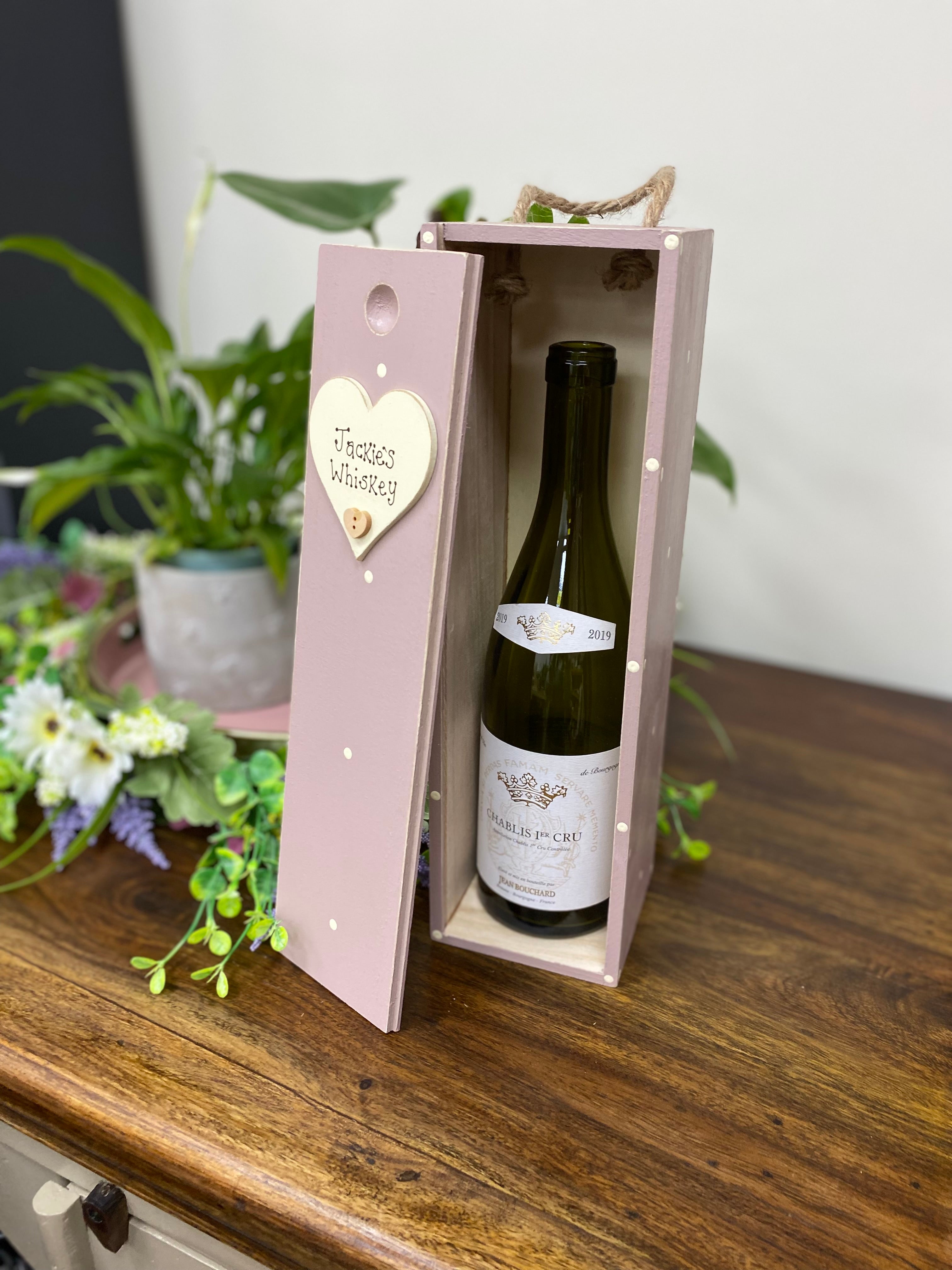 Personalised Wine Whiskey Whisky Champagne Wooden Box Celebration Gift