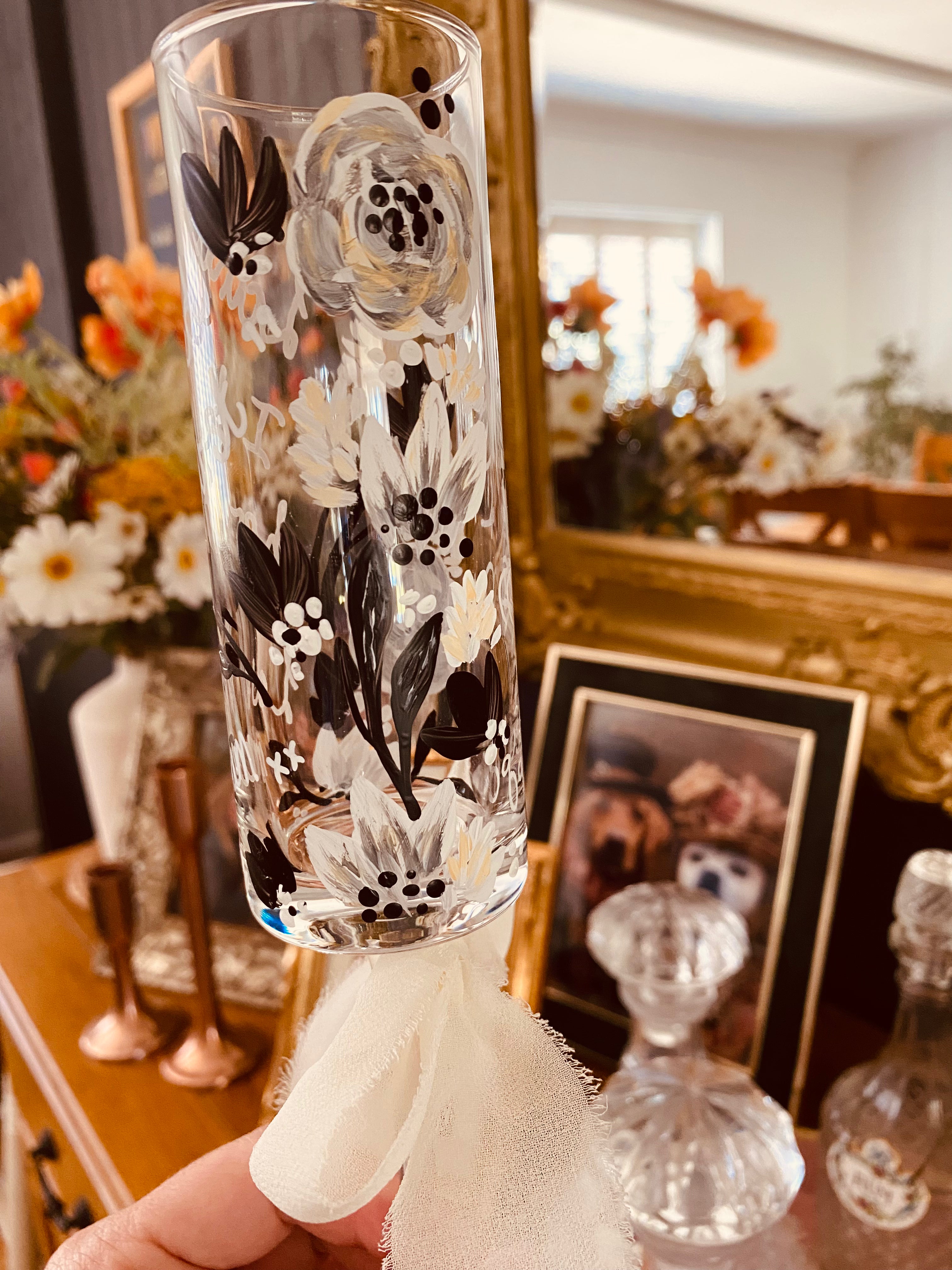 Hand‑Painted Champagne Glass – Botanical Artisan Glassware by Vintique Studio Yorkshire (Copy)