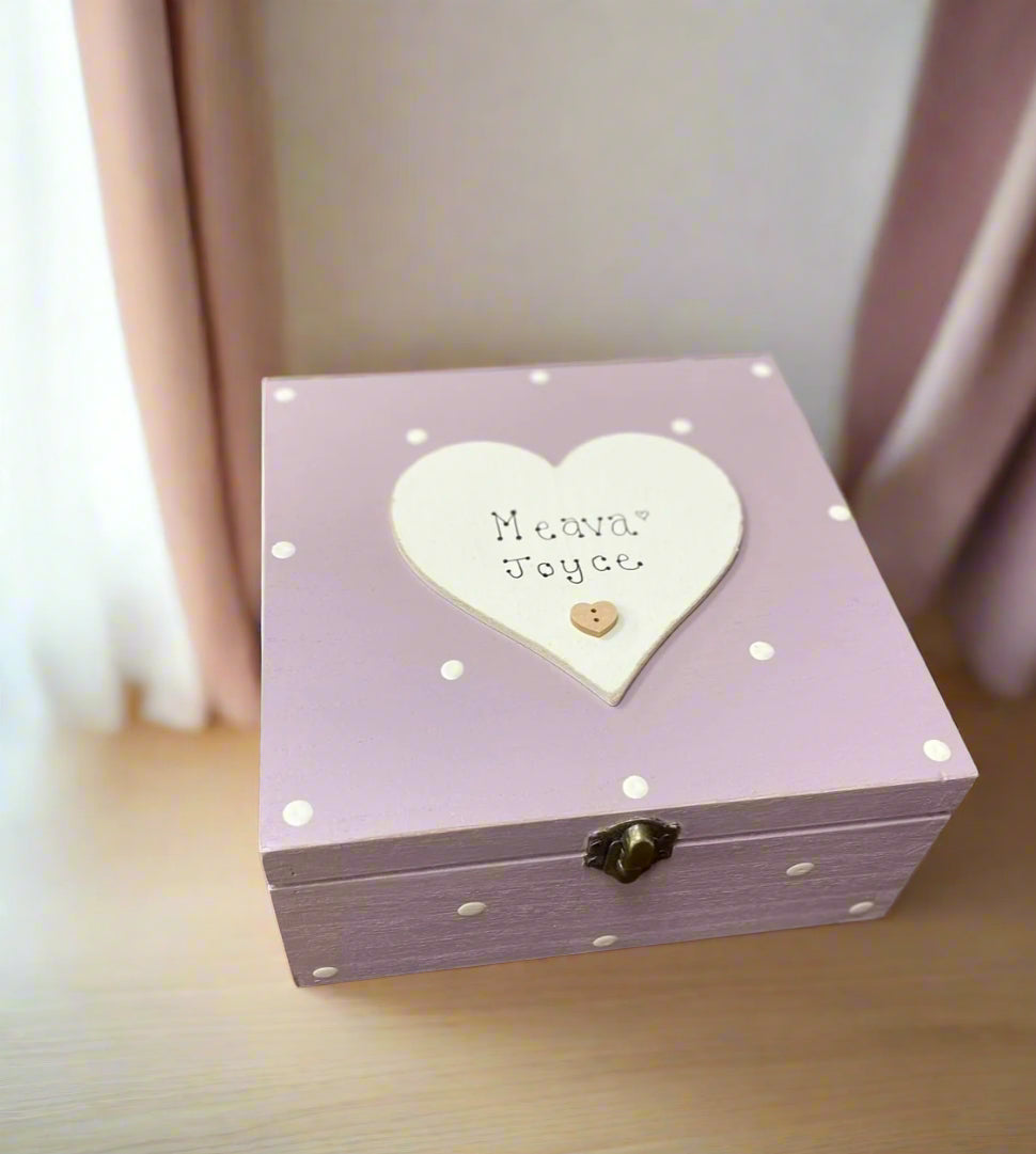 Personalised Spotty Wooden Keepsake Box – Hand-Finished Storage Gift | Multiple Sizes