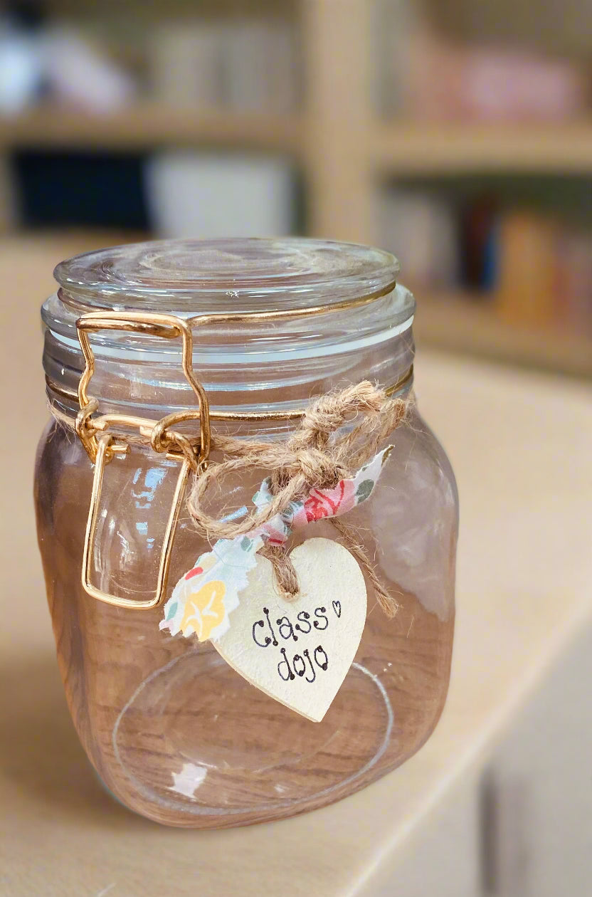 Personalised Glass Flip Lid Jar with Wooden Heart – Custom Gift for Any Occasion