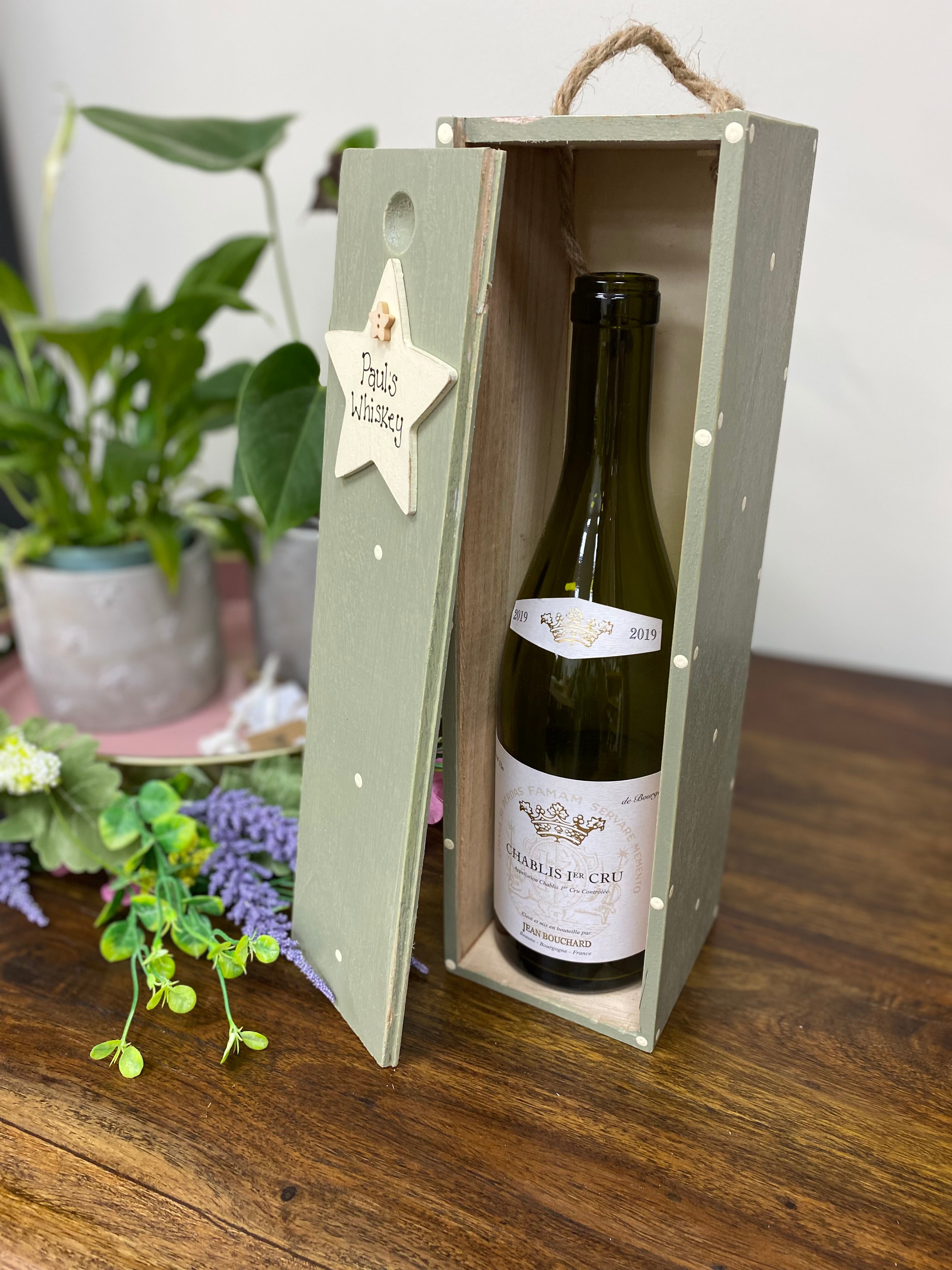 Personalised Wine Whiskey Whisky Champagne Wooden Box Celebration gift