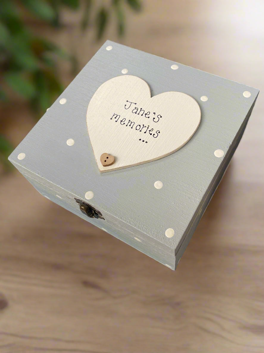 Personalised Spotty Wooden Keepsake Box – Hand-Finished Storage Gift | Multiple Sizes