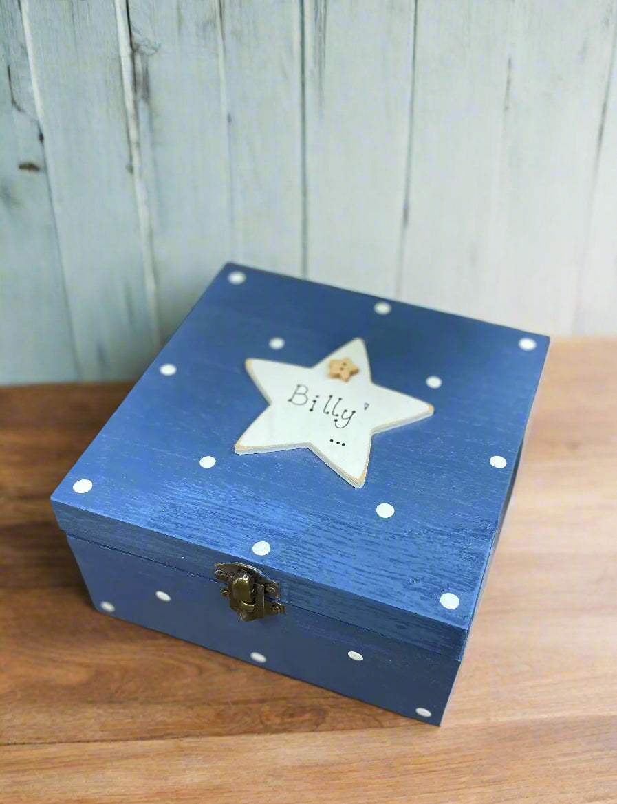 Personalised Spotty Wooden Keepsake Box – Hand-Finished Storage Gift | Multiple Sizes