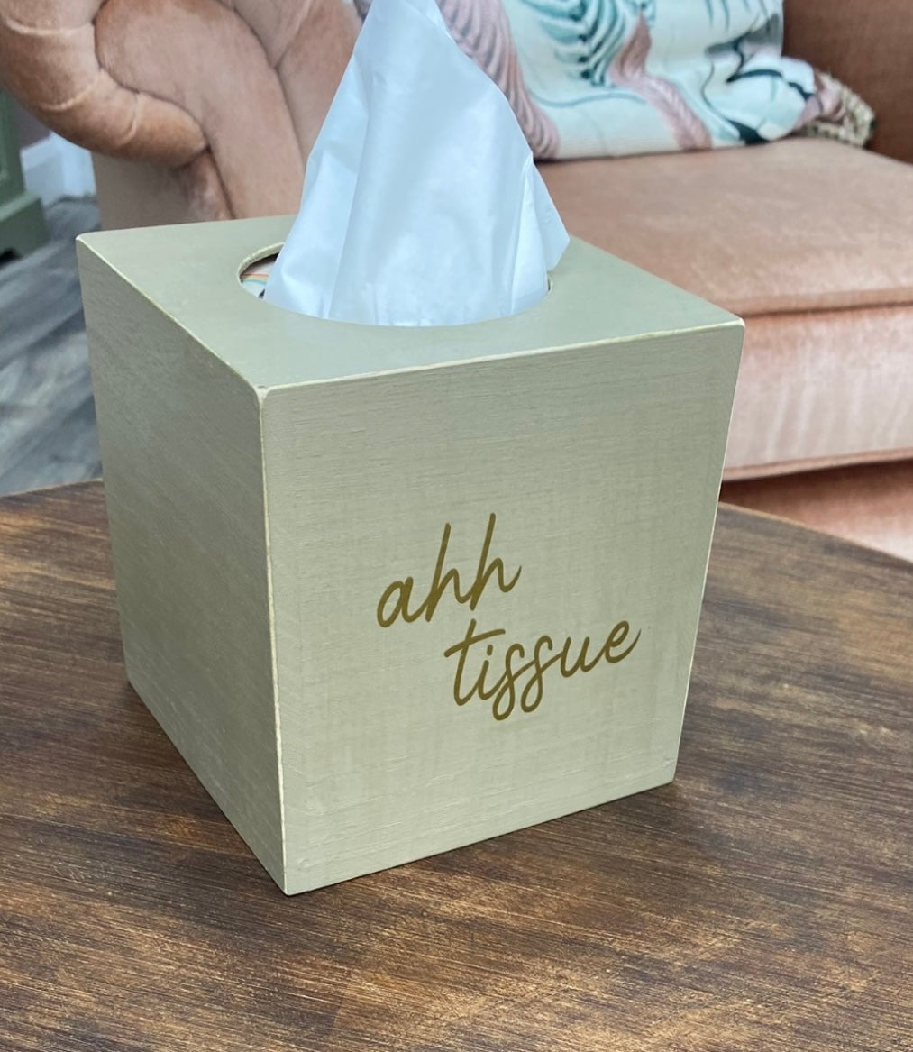 Tissue Box Personalised Ahhh tissue! Wooden box.