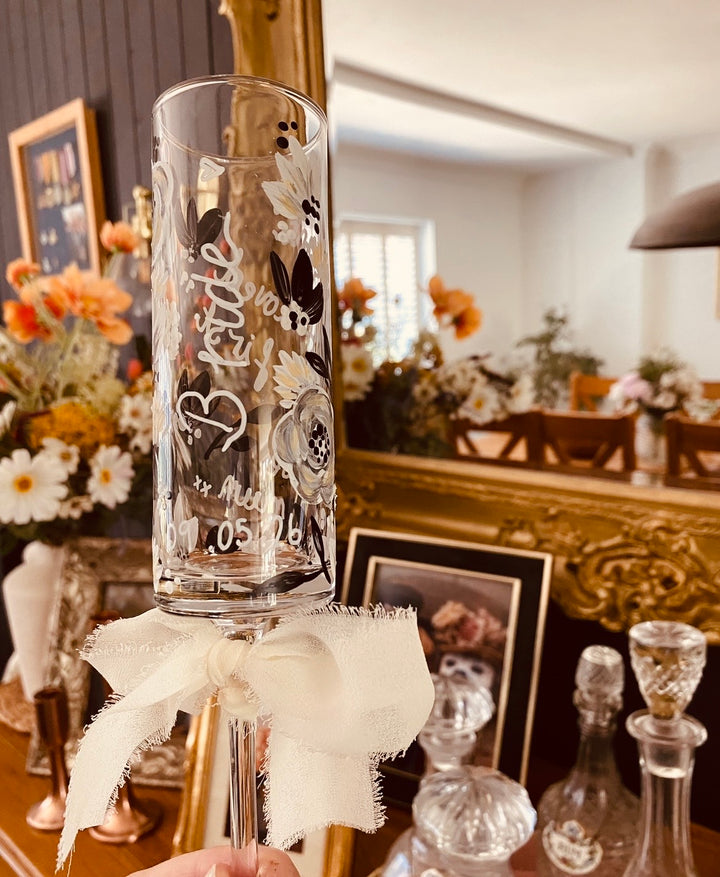 Hand‑Painted Champagne Glass – Botanical Artisan Glassware by Vintique Studio Yorkshire (Copy)