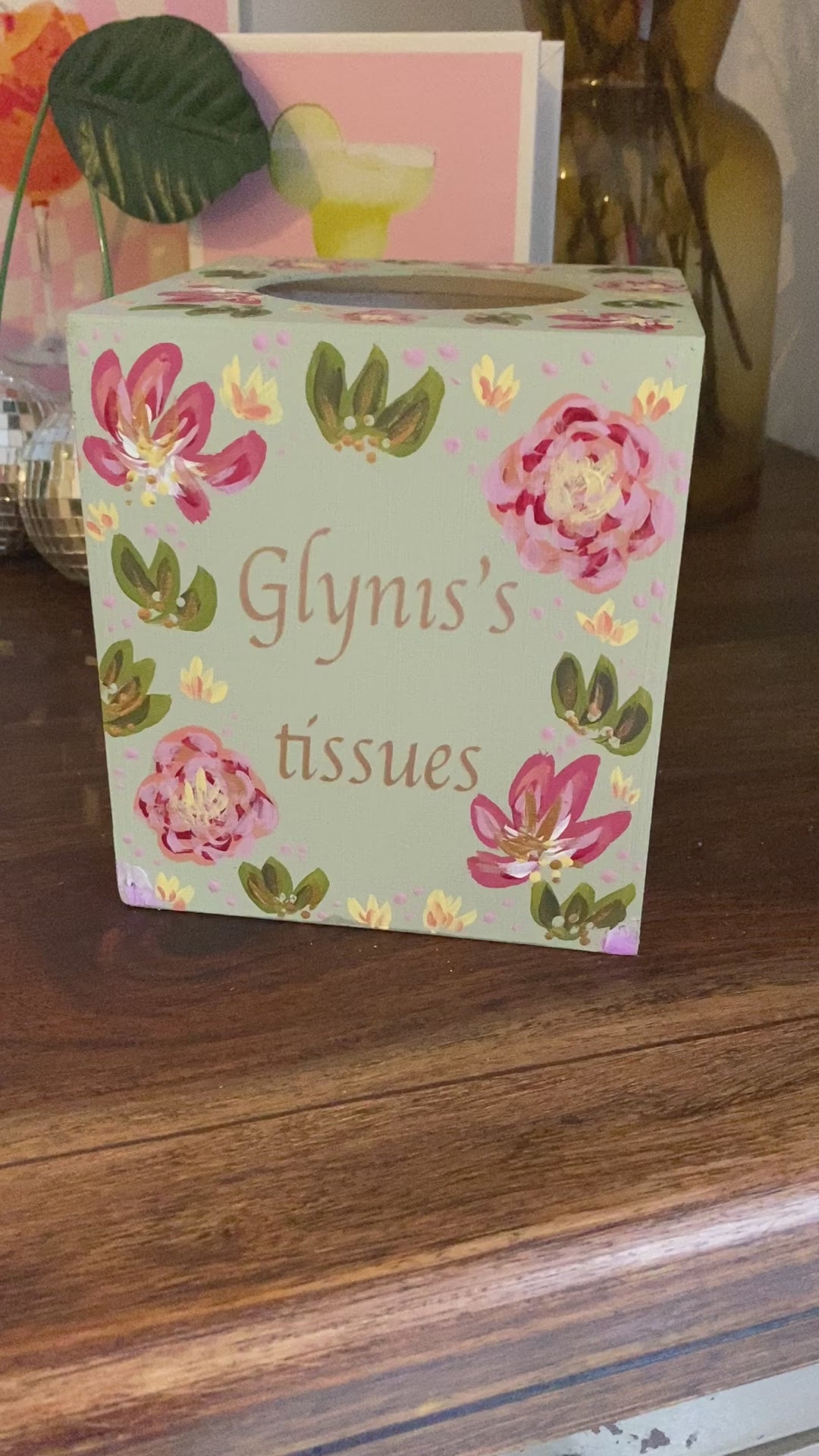 Personalised Wooden Tissue Box | Hand-Painted Floral Tissue Holder for Home Décor & Gifts