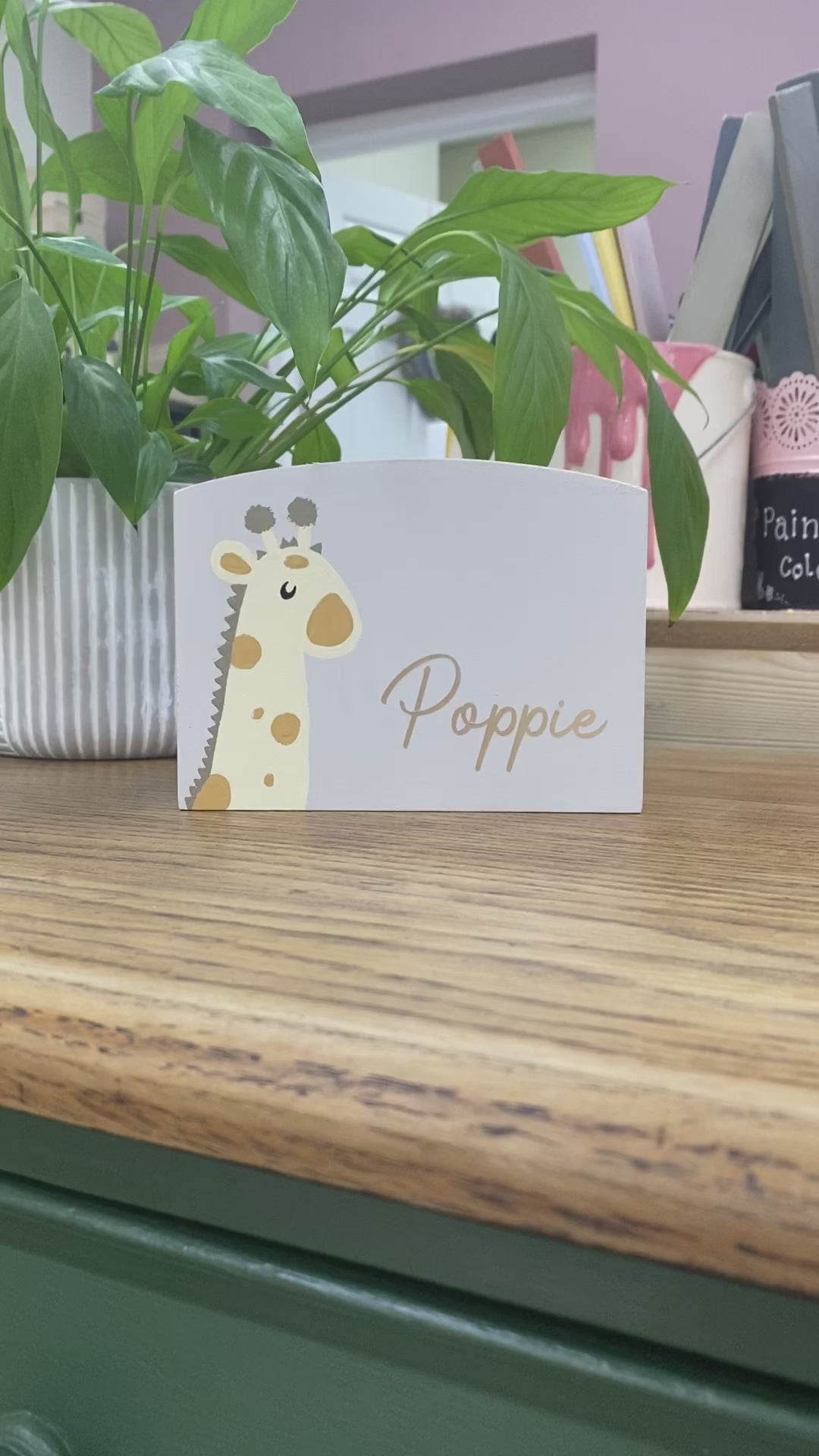 Personalised Luxury Wooden Money Box Hand Painted Giraffe.