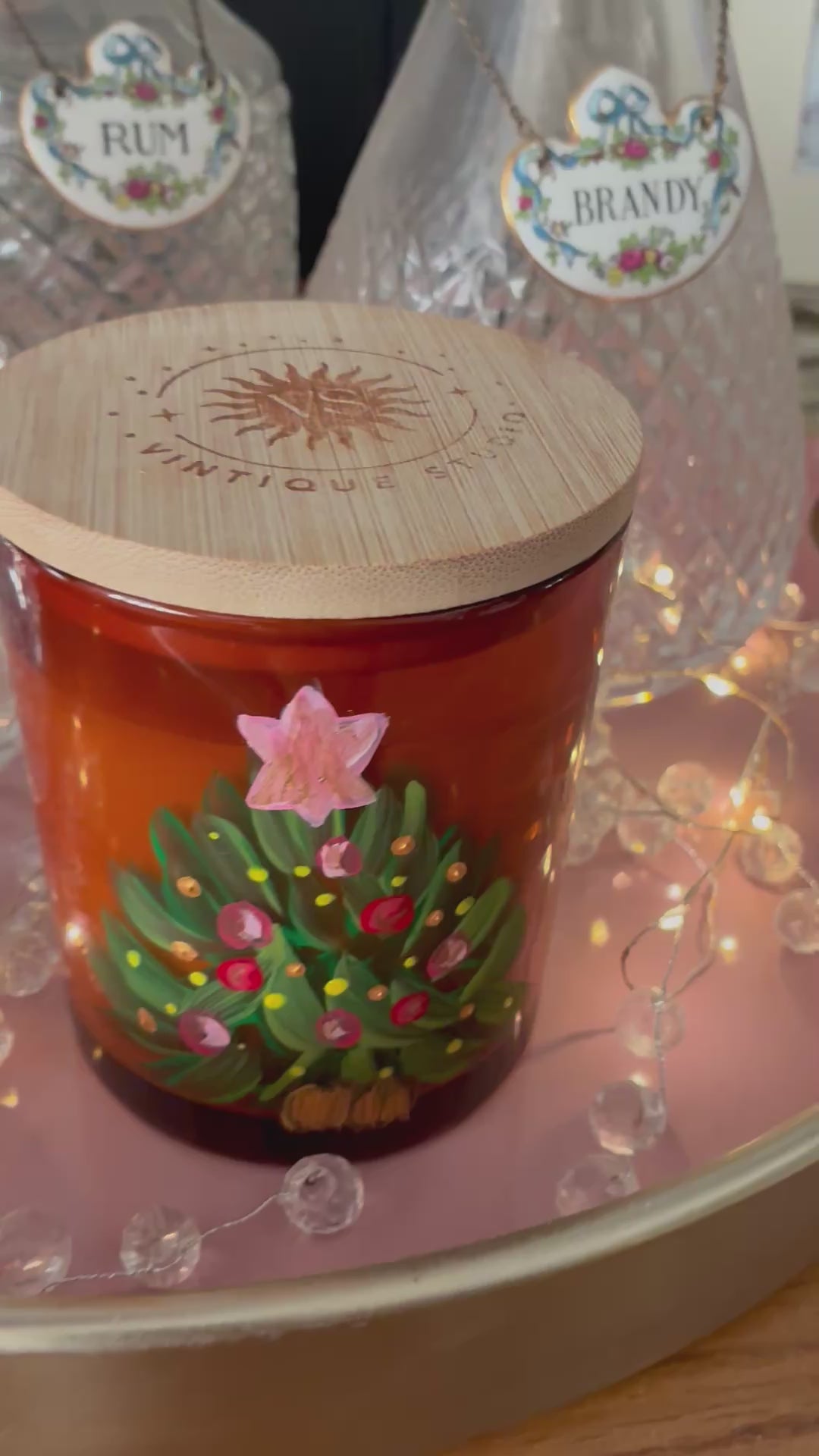 Oh Christmas Tree | Artisan Hand-Painted Crackle Wick Essential Oil Christmas Candle