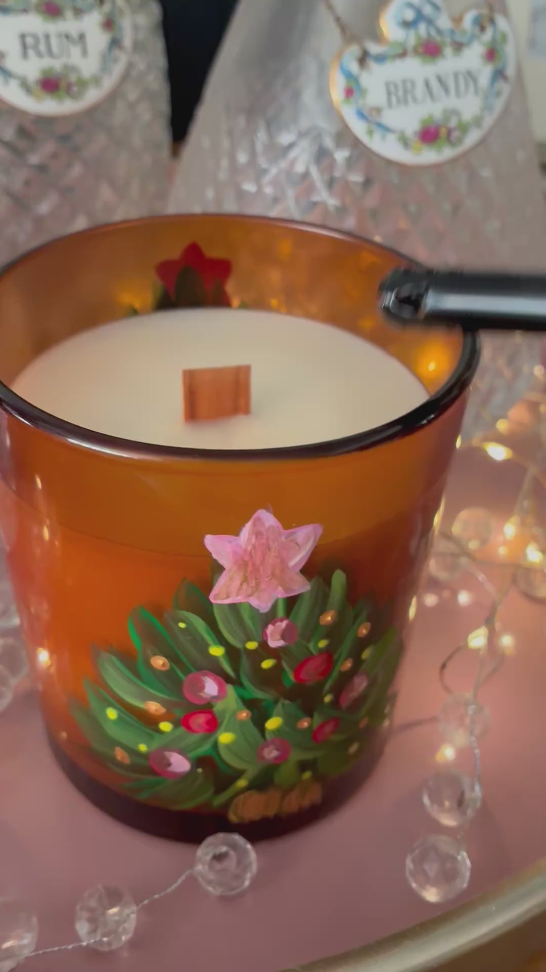 Oh Christmas Tree | Artisan Hand-Painted Crackle Wick Essential Oil Christmas Candle